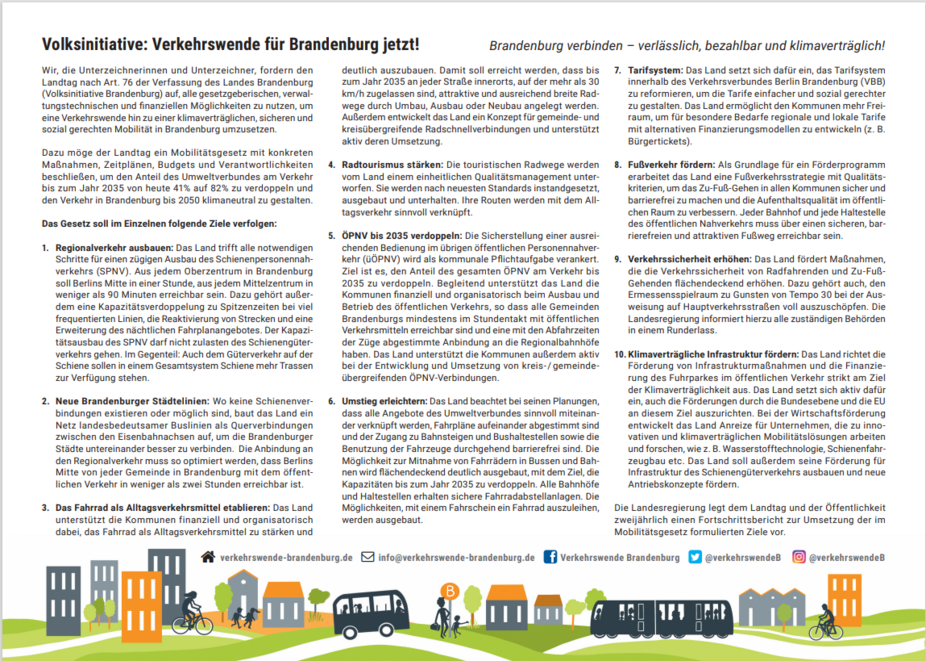 Forderungen VI Verkehrswende Brandenburg Forderungen VI Verkehrswende Brandenburg