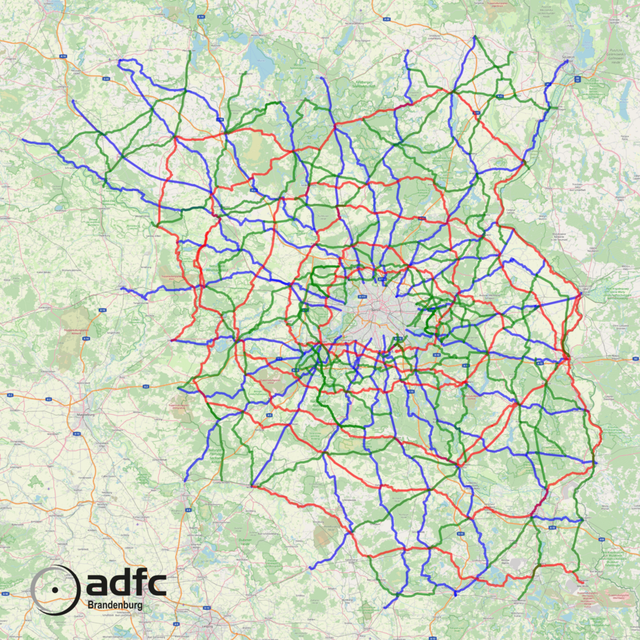 Vorschlag für ein Radnetz Brandenburg vom ADFC Brandenburg